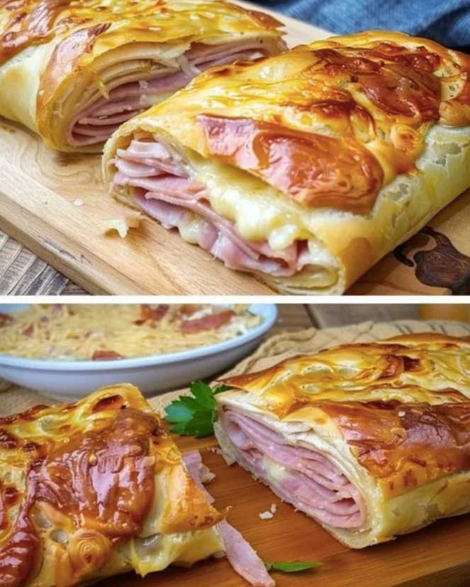 Blätterteigstrudel mit Schinken und Käse, unwiederstehlich lecker