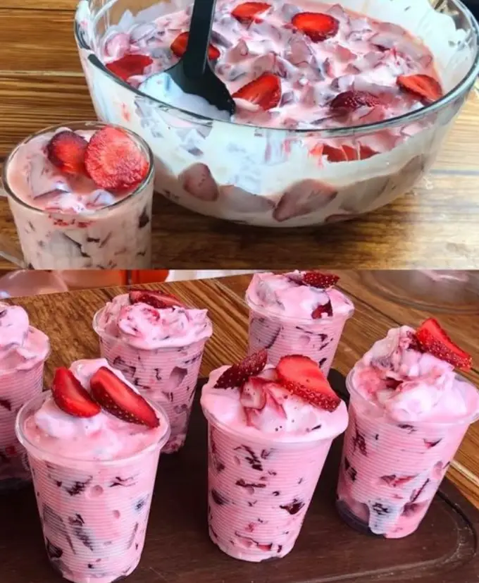 Suchtfaktor Garantiert, Joghurt Dessert mit 750g Erdbeeren in 2 Minuten zubereitet