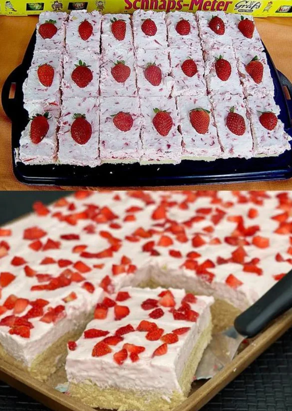 20 Minuten Erdbeer Schmand Blechkuchen mit 800g Erdbeeren