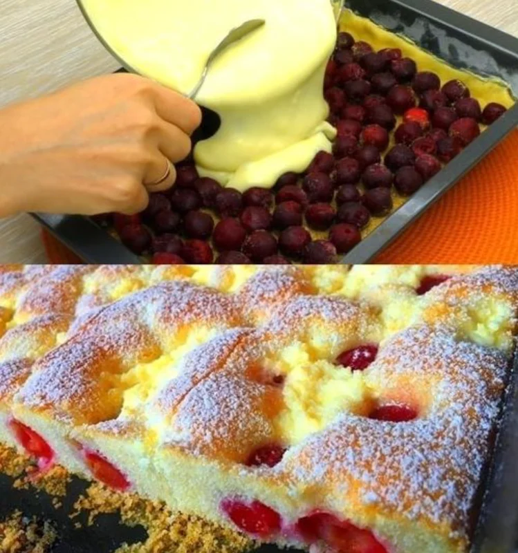 Quark Kirschkuchen mit 500g Mehl und in 5 Minuten im Ofen