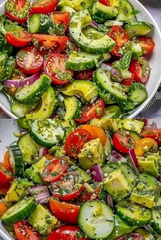 Fantastischer Salat Mit Avocado, Tomate und Gurke in 10 Minuten