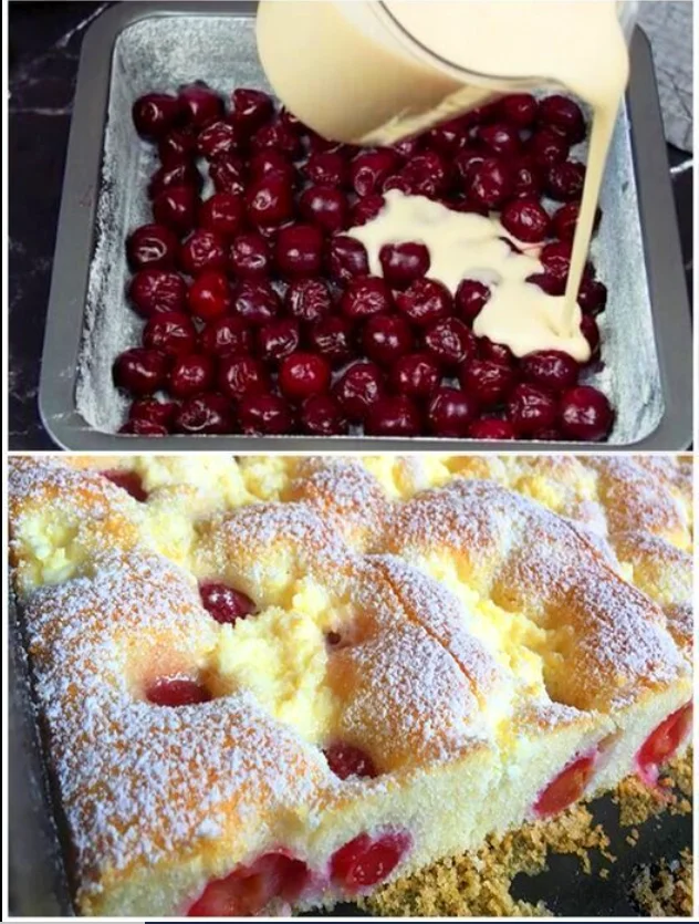 Ich wurde ihn 2x in eine Woche backen, Quark Kirschkuchen in 5 Minuten im Ofen