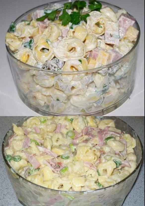 Tortellinisalat ich nehme 1 Packung Kochschinken & 1 Glas Mayonnaise