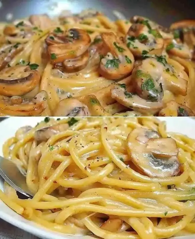 Champignons Spaghetti aus der Pfanne in 30 Minuten gekocht