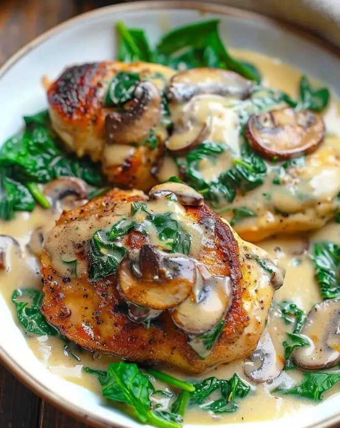 Wahnsinnig lecker, Hähnchen in cremiger Spinat Parmesan-Soße!