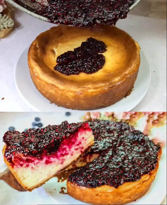 Bombastische Nachtisch-Bombe, Käsekuchen ohne Boden mit Blaubeeren!