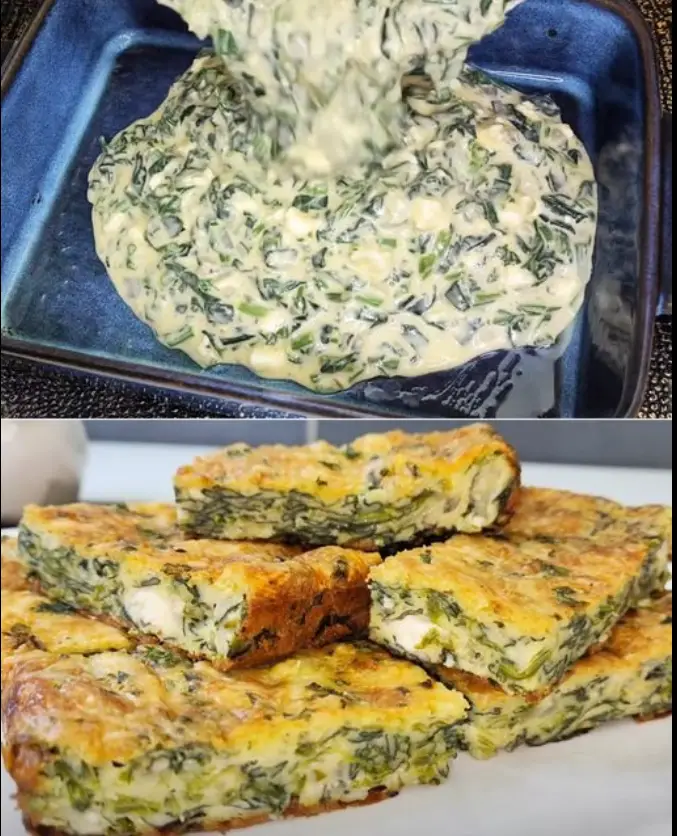 Einfach alle Zutaten hineingeben und backen, Leckere Spinatpita die 3x in Woche auf den Tisch kommt