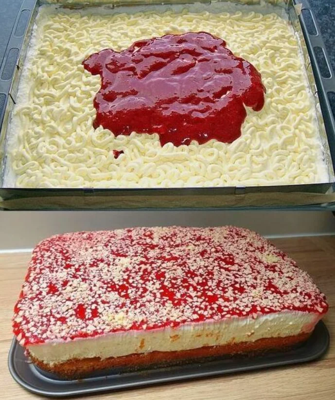 Ich nehme 400g Quark und backe den Spaghettieis Blechkuchen in 30 Minuten 