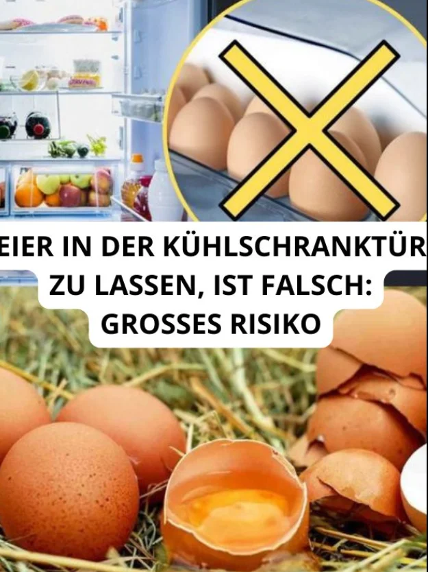 EIER IN DER KÜHLSCHRANKTÜR ZU LASSEN, IST FALSCH: GROSSES RISIKO