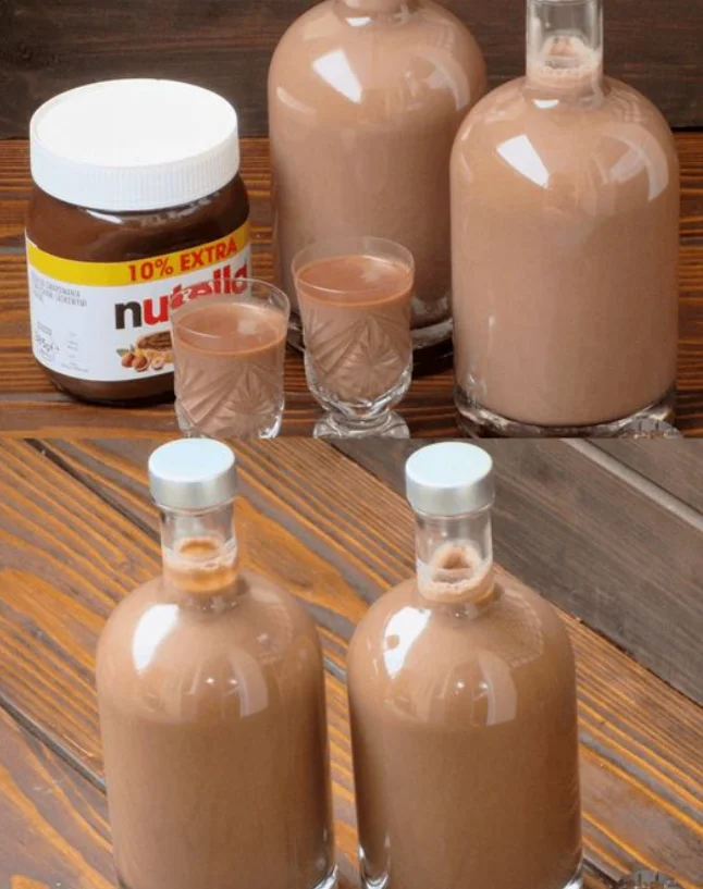 Ich verühre 0,8 Liter Rum mit 450 g Nutella für den Likör