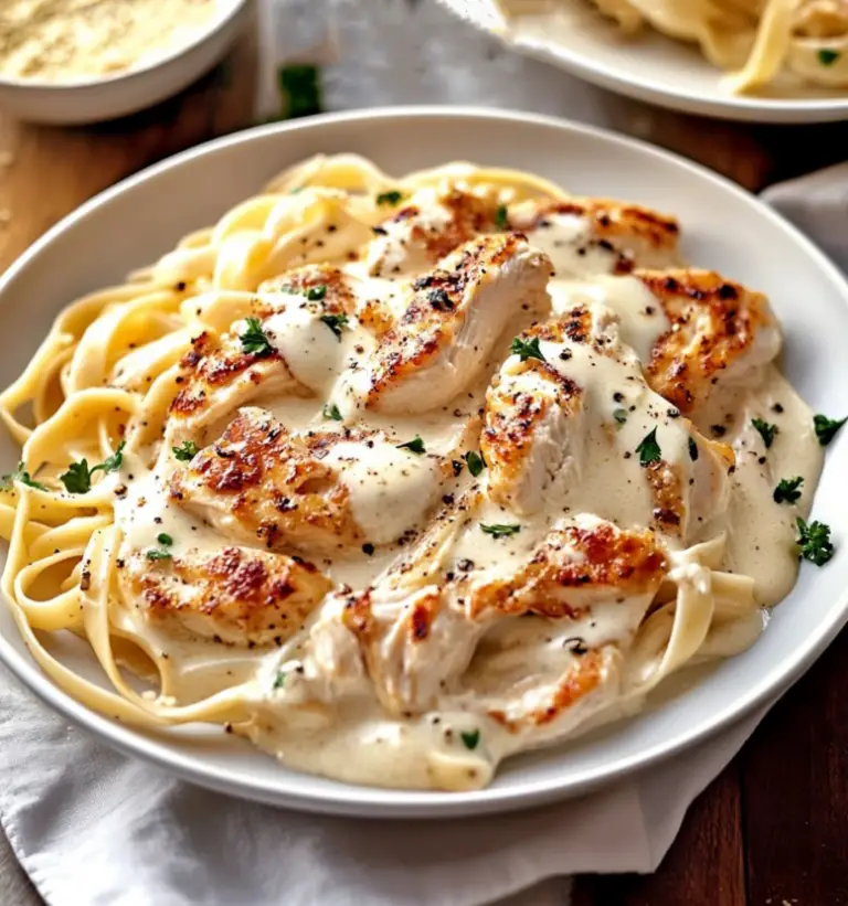 Ich habe noch nie so leckere Pasta gegessen, Fettuccine Alfredo mit Hähnchen