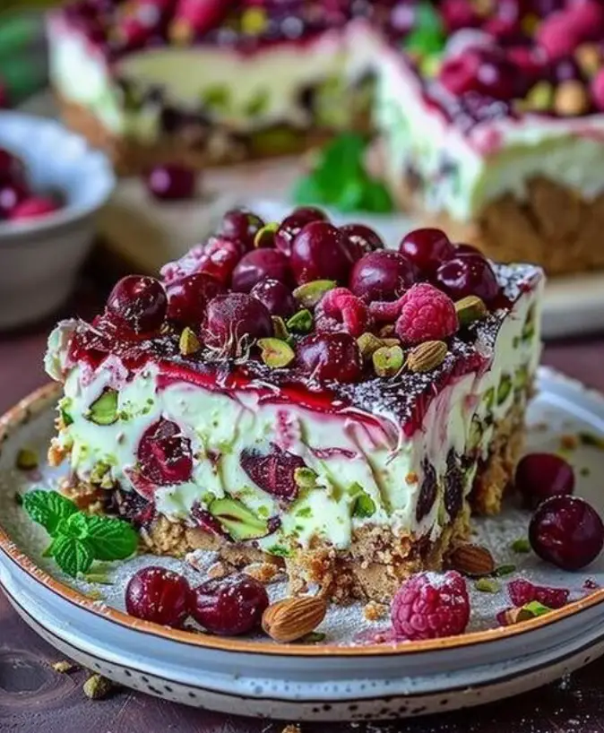 Ich verrühre 250 g Mascarpone mit 500g Sauerkirschen für die Torte