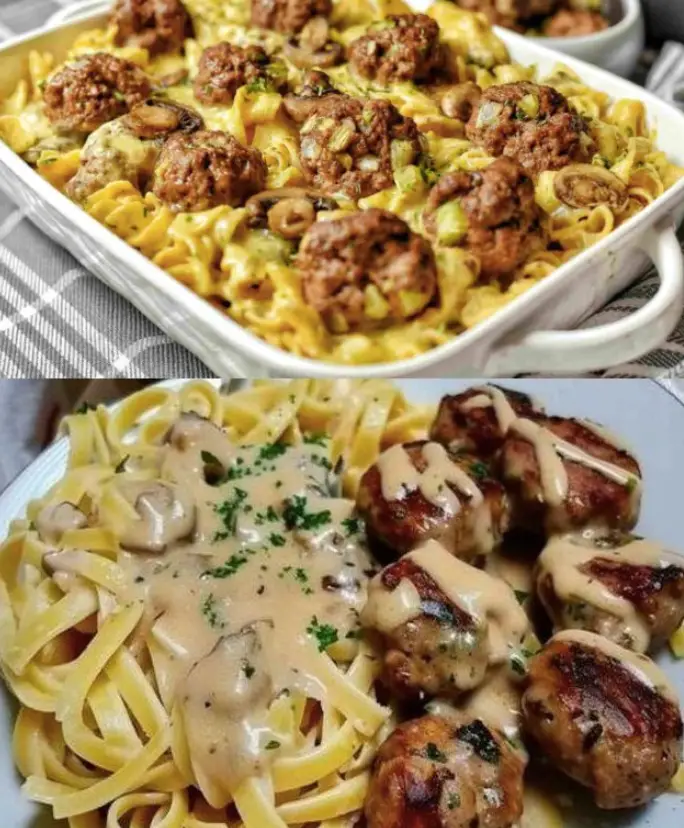 Tagliatelle mit Pilzsoße und Hackbällchen, Zum reinlegen lecker