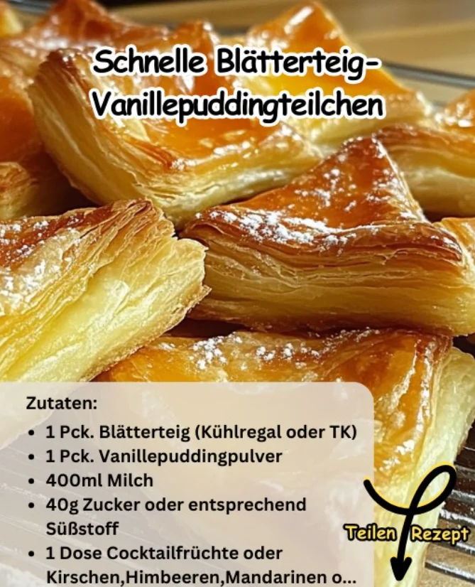 Schnelle Blätterteig-Vanillepuddingteilchen