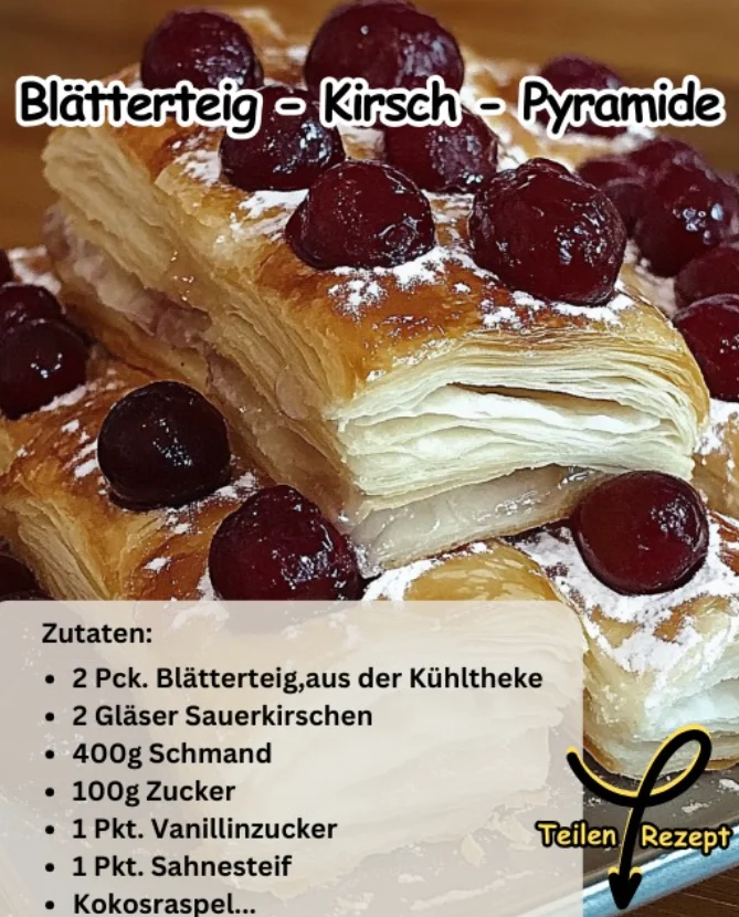 Blätterteig-Kirsch-Pyramide