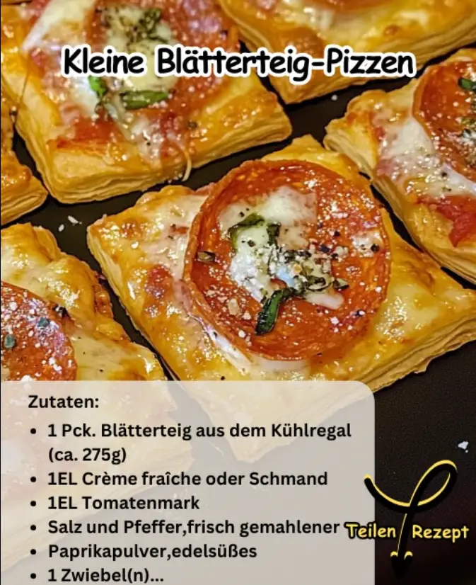 Kleine Blätterteig-Pizzen