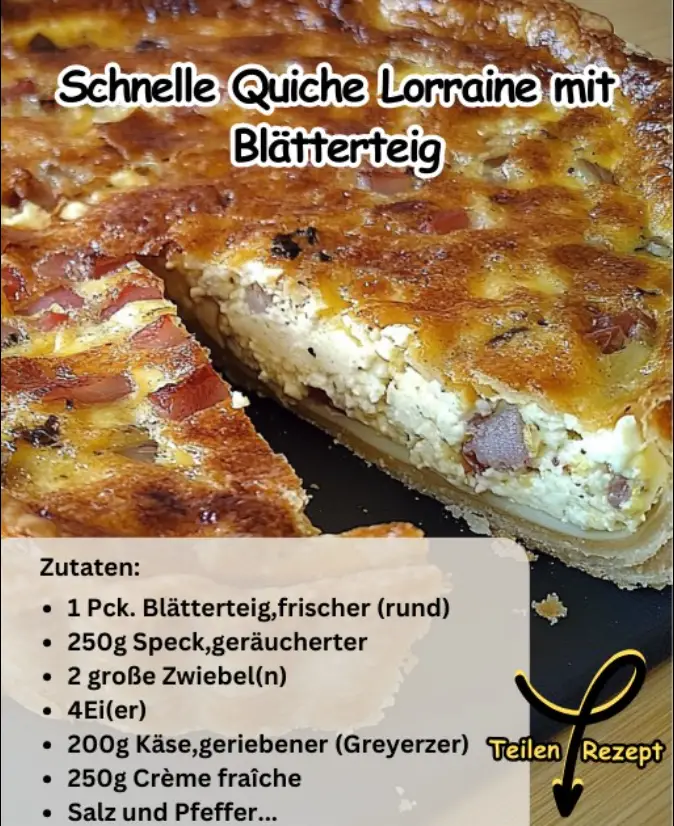 Schnelle Quiche Lorraine mit Blätterteig