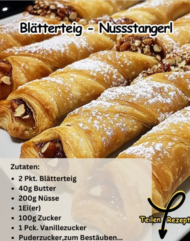 Blätterteig – Nussstangerl