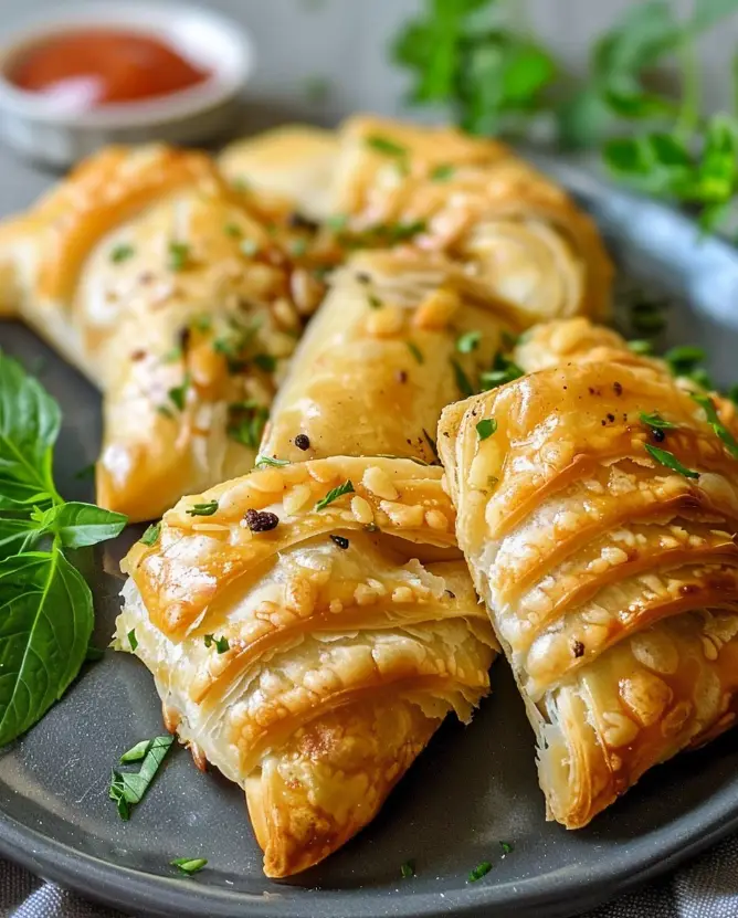 Hähnchen-Blätterteig-Röllchen mit Reisnudeln