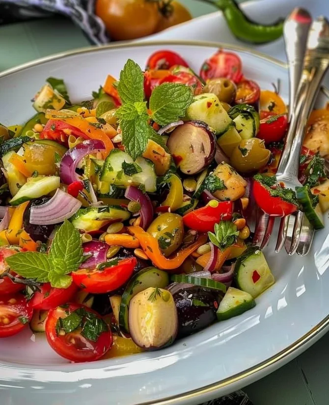 Gebackenes Auberginen-Gemüse mit Chilisauce