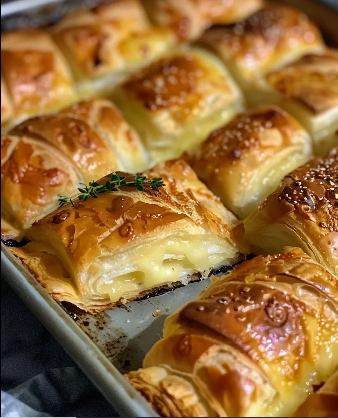 Herzhafte Käse-Schinken Blätterteigrollen