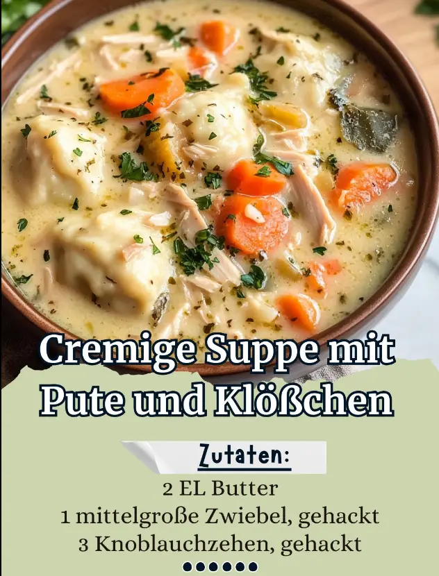 Cremige Suppe mit Pute und Klößchen