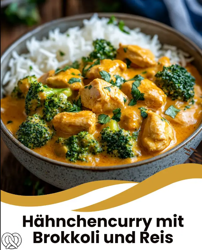 Hähnchencurry mit Brokkoli und Reis 