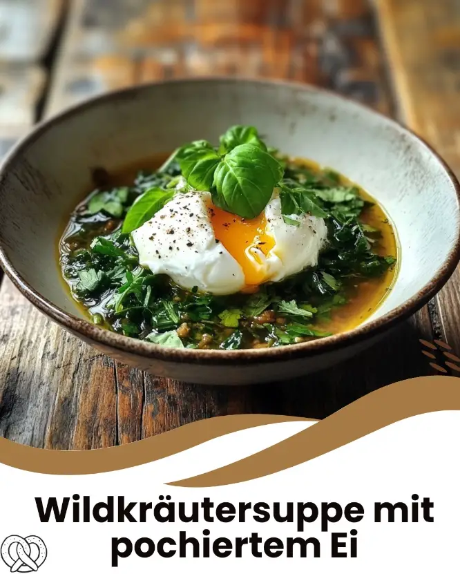 Wildkräutersuppe mit pochiertem Ei