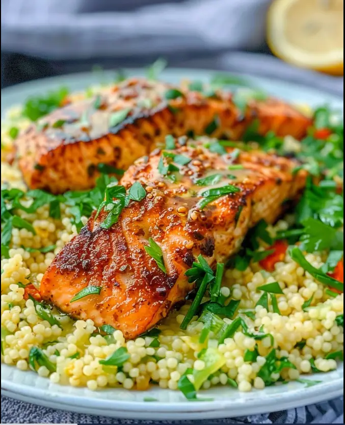 Harissa-Lachs mit Kräuter-Couscous