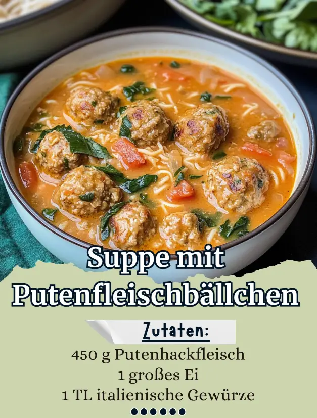 Suppe mit Putenfleischbällchen