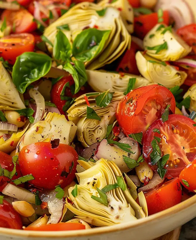 Mediterraner Artischocken-Tomaten-Salat