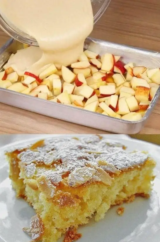 Ohne Schnickschnack in 5 Minuten im Ofen, Apfelkuchen mit wenigen Zutaten!