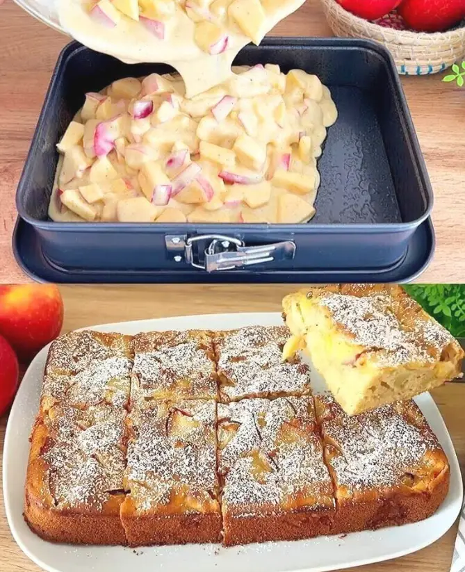 Ohhh woow jedes Stück davon zergeht im Mund, Apfelkuchen mit Vanillepudding!